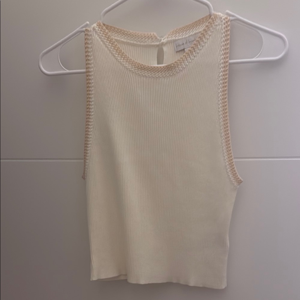 Cream Sleeveless Crop Tank Top